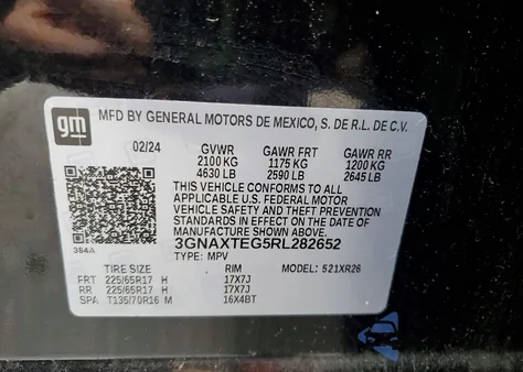 2024 Chevrolet Equinox Lt z USA, uszkodzony, nr VIN 3GNAXTEG5RL282652